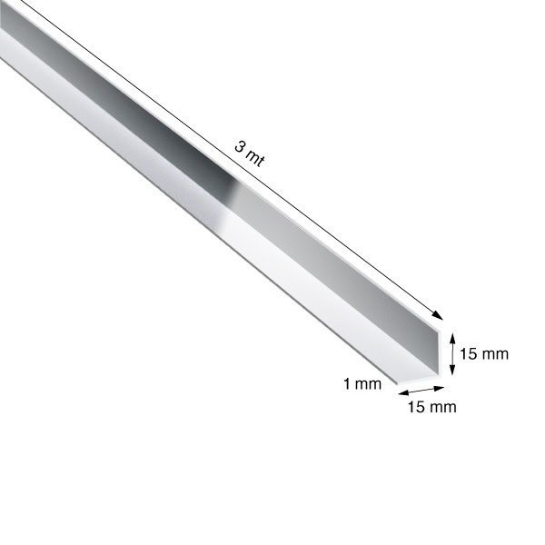 ANGOLARE, 15x15x1,0 mm, CROMO LUCIDO, METRI 3