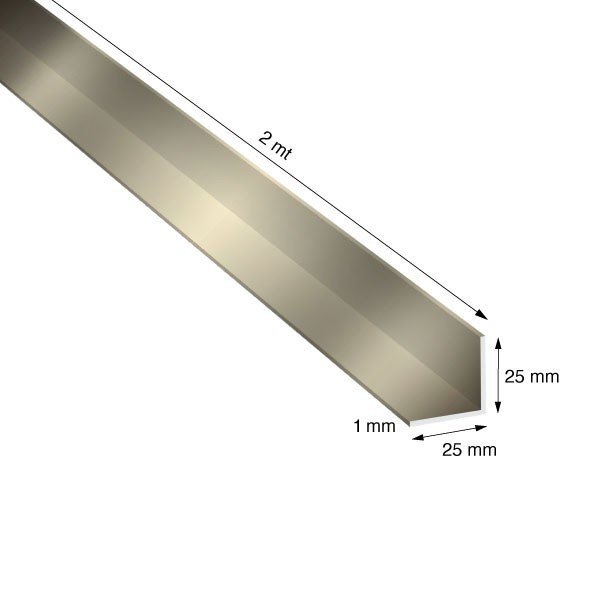 ANGOLARE, 25x25x1,0 mm, ACCIAIO LUCIDO, METRI 2