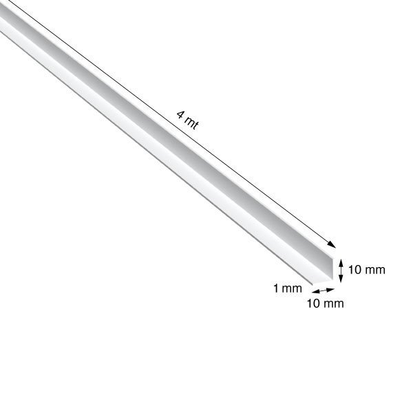 ANGOLARE, 10x10x1,0 mm, BIANCO RAL 9010, METRI 4