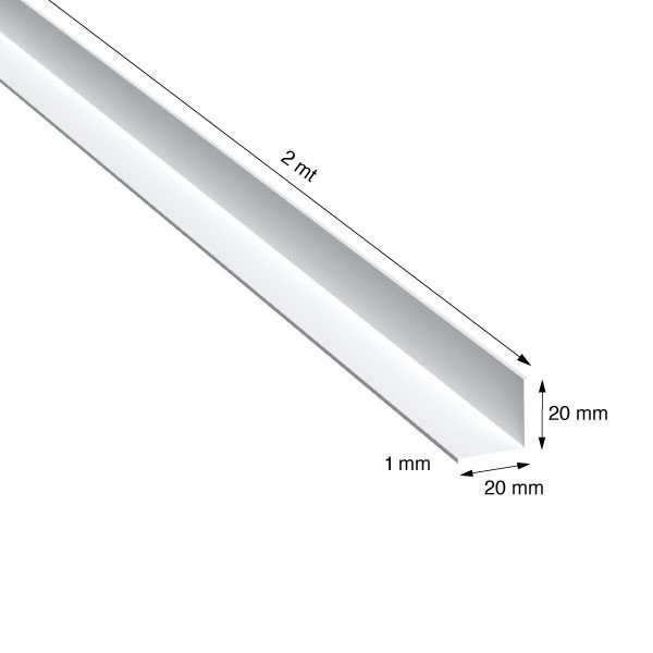 ANGOLARE, 20x20x1,0 mm, BIANCO RAL 9010, METRI 2