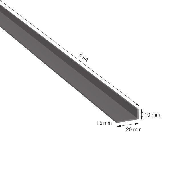L, 20x10x1,5 mm, ANODIZZATO COLORE NERO, METRI 4