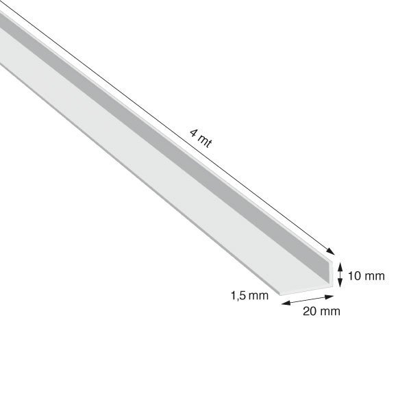 L, 20x10x1,5 mm, BIANCO RAL 9010, METRI 4