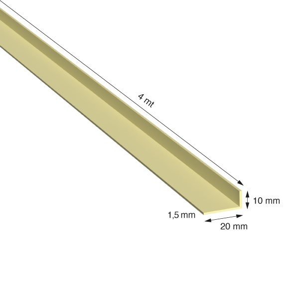 L, 20x10x1,5 mm, ANODIZZATO COLOR ORO, METRI 4