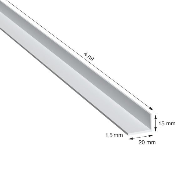 L, 20x15x1,5 mm, ANODIZZATO COLOR ARGENTO, METRI 4
