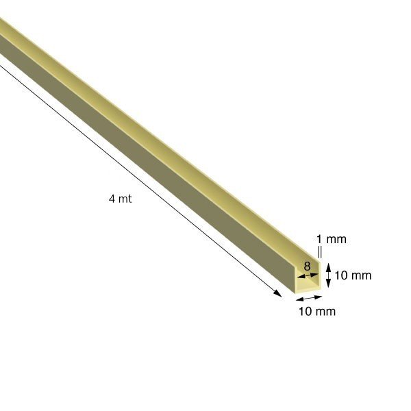 U, 10x10x1,0 mm, ANODIZZATO COLOR ORO, METRI 4