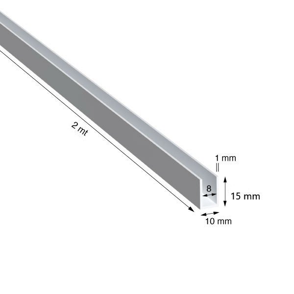 U, 10x15x1,0 mm, BIANCO RAL 9010, METRI 2