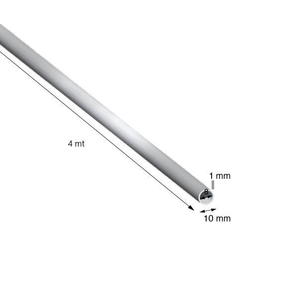 TUBO TONDO, 10x1,0 mm, GREZZO, METRI 4