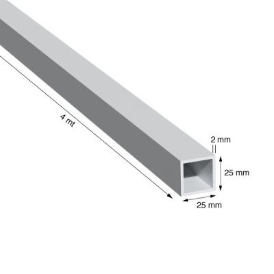 TUBO QUADRO, 25x2,0 mm,...