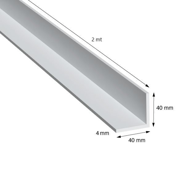 ANGOLARE, 40x40x4,0 mm, ANOD.ARGENTO, METRI 2