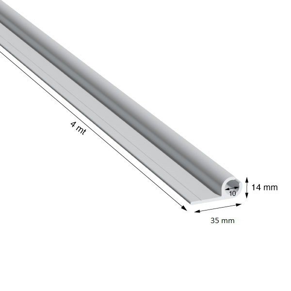 PROFILI CON ASOLA, 35x14 mm, ANOD.ARGENTO, METRI 4