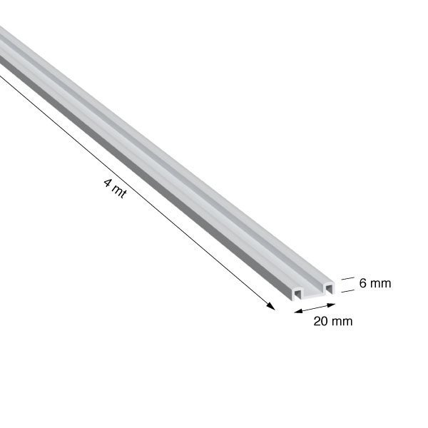 GUIDA INFERIORE, 20 mm, ANOD.ARGENTO, METRI 4