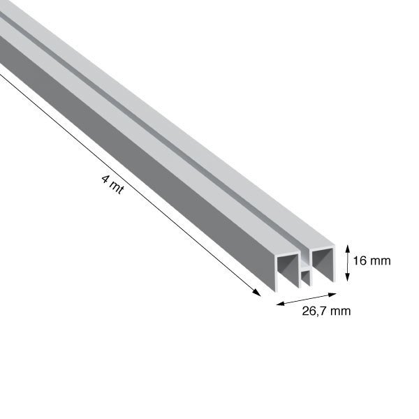 GUIDA SUPERIORE, 26,7 mm, ANOD.ARGENTO, METRI 4