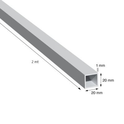 TUBO QUADRO, 20x1,0 mm,...