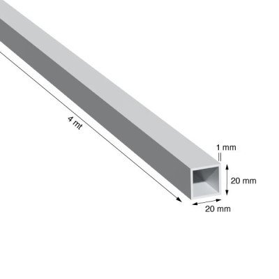 TUBO QUADRO, 20x1,0 mm,...