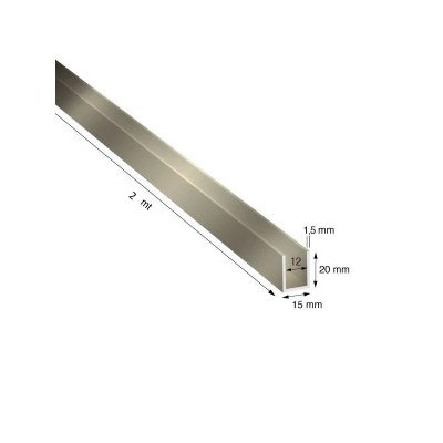 U, 15x20x1,5 mm, ACCIAIO...