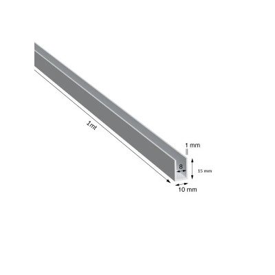 U, 10x15x1,0 mm, ANODIZZATO...
