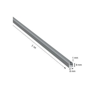 U, 8x8x1,0 mm, ANODIZZATO...